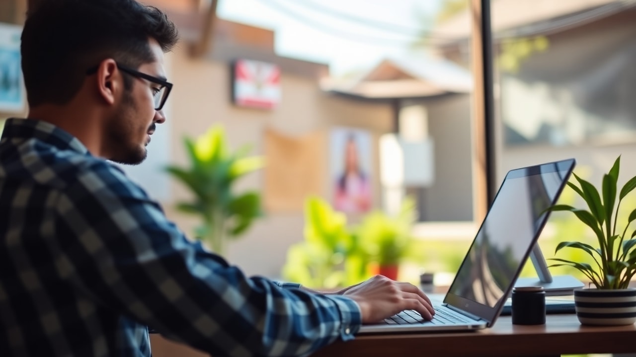 Local Rank Ai specialist distributing content across platforms for a Lucknow business, showing content placement on various websites, syndication networks, and analytics on a laptop screen