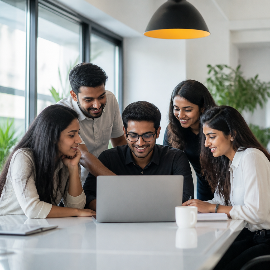 Local Rank Ai specialist setting up Facebook ad campaigns for a retail store in Hazratganj, showing audience targeting, ad creatives, and performance metrics on dual monitors