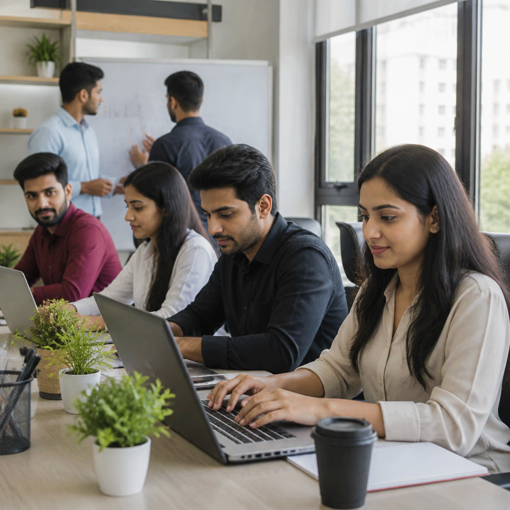 Local Rank Ai specialist optimizing website content and meta tags for a Lucknow boutique store, showing keyword research data, header structure analysis, and content improvements on a laptop screen