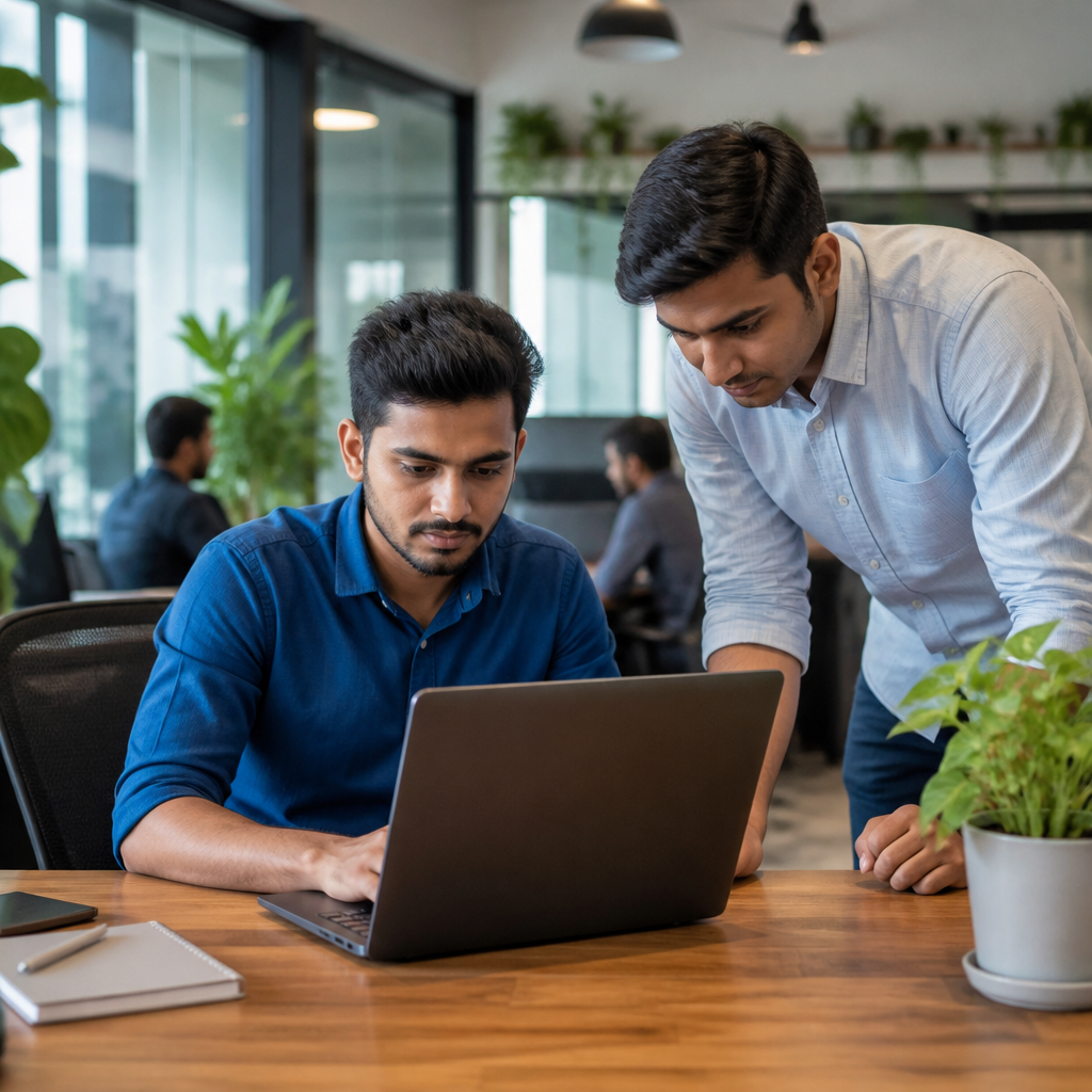 Local Rank Ai specialist conducting SEO keyword research for a Lucknow business in Lucknow, showing keyword lists, search volume data, and competitor analysis on dual monitors